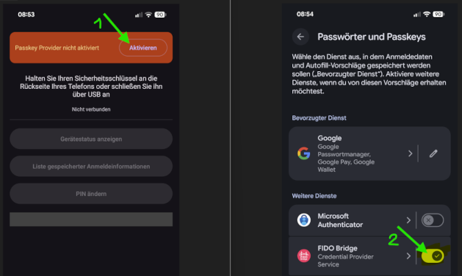 app fido bridge aktivieren